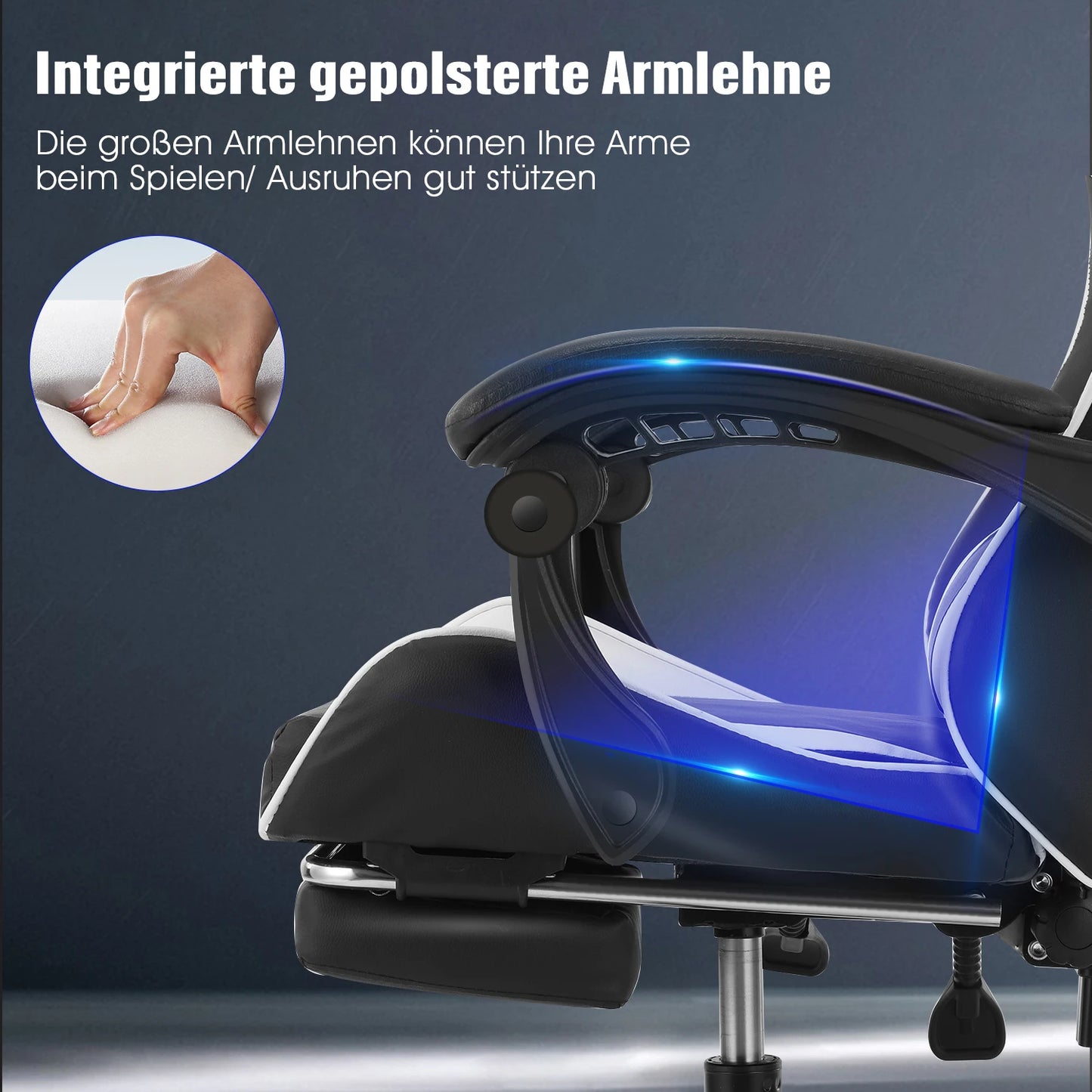 Fauteuil Gaming Ergonomique avec Massage – Siège Réglable, Support Lombaire & Dossier Inclinable