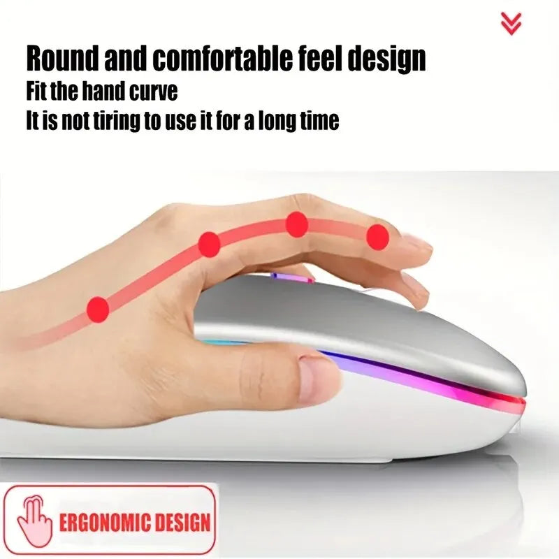 Souris Gamer Sans Fil RGB – Ergonomique & Silencieuse – Compatible PC & Ordinateur Portable