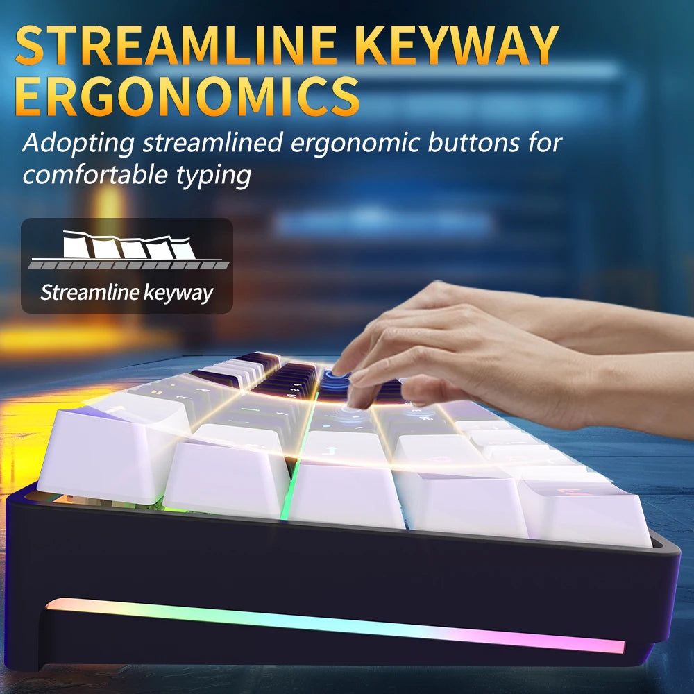 Clavier Mécanique Gaming 60% – MUCAI MK61 – Switch Rouge, Hot-Swap, RGB Personnalisable, USB-C Détachable