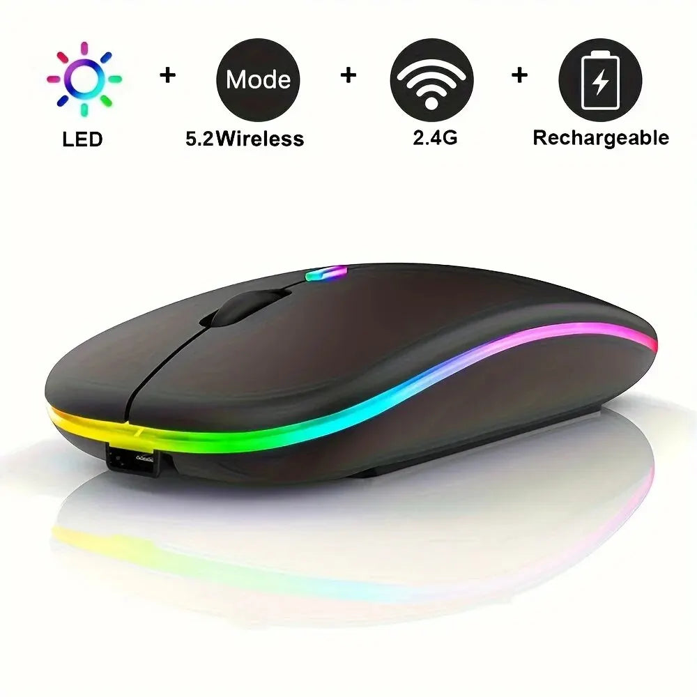 Souris Gamer Sans Fil RGB – Ergonomique & Silencieuse – Compatible PC & Ordinateur Portable
