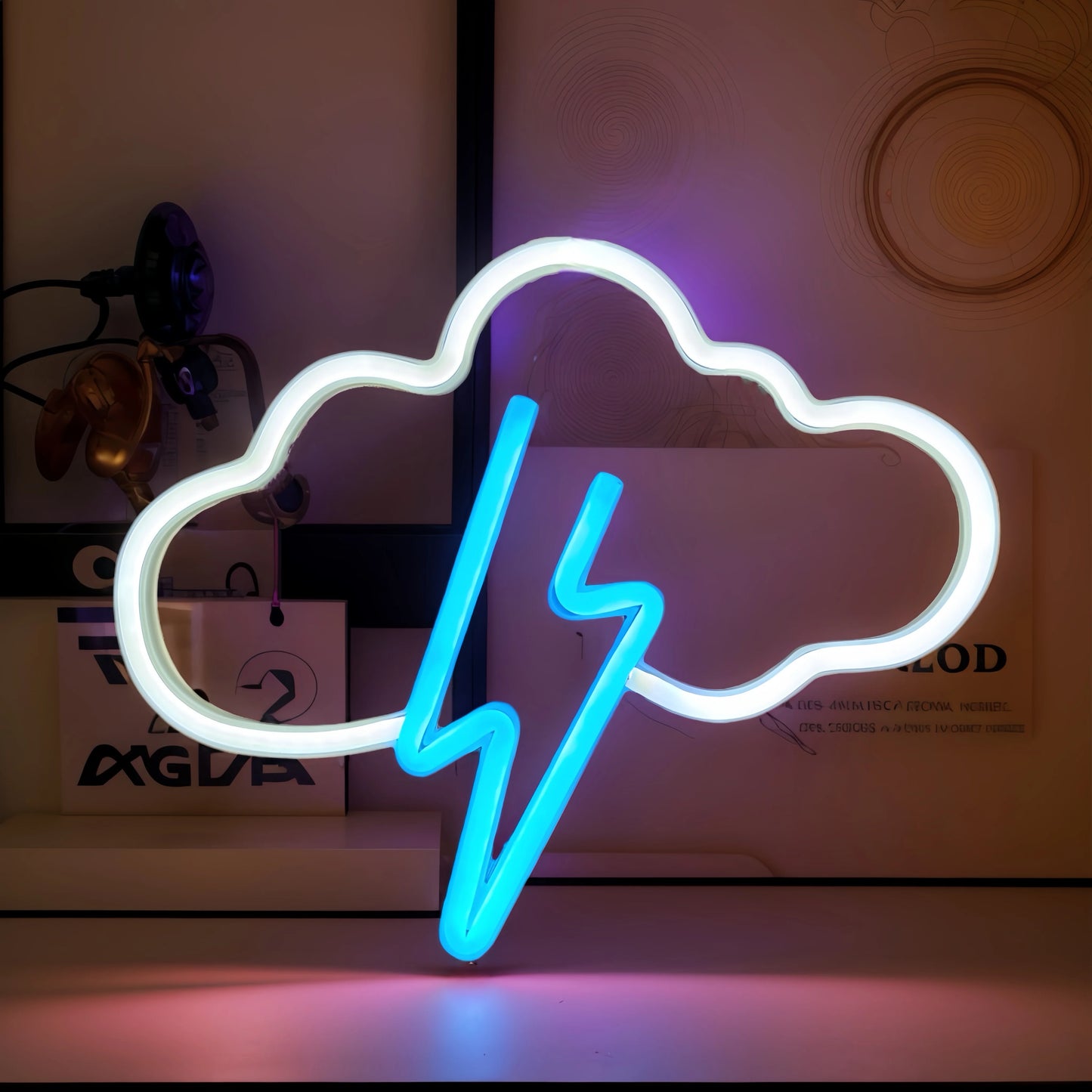 Lampe Néon Nuage & Éclair – Ambiance Gaming & Déco Électrisante
