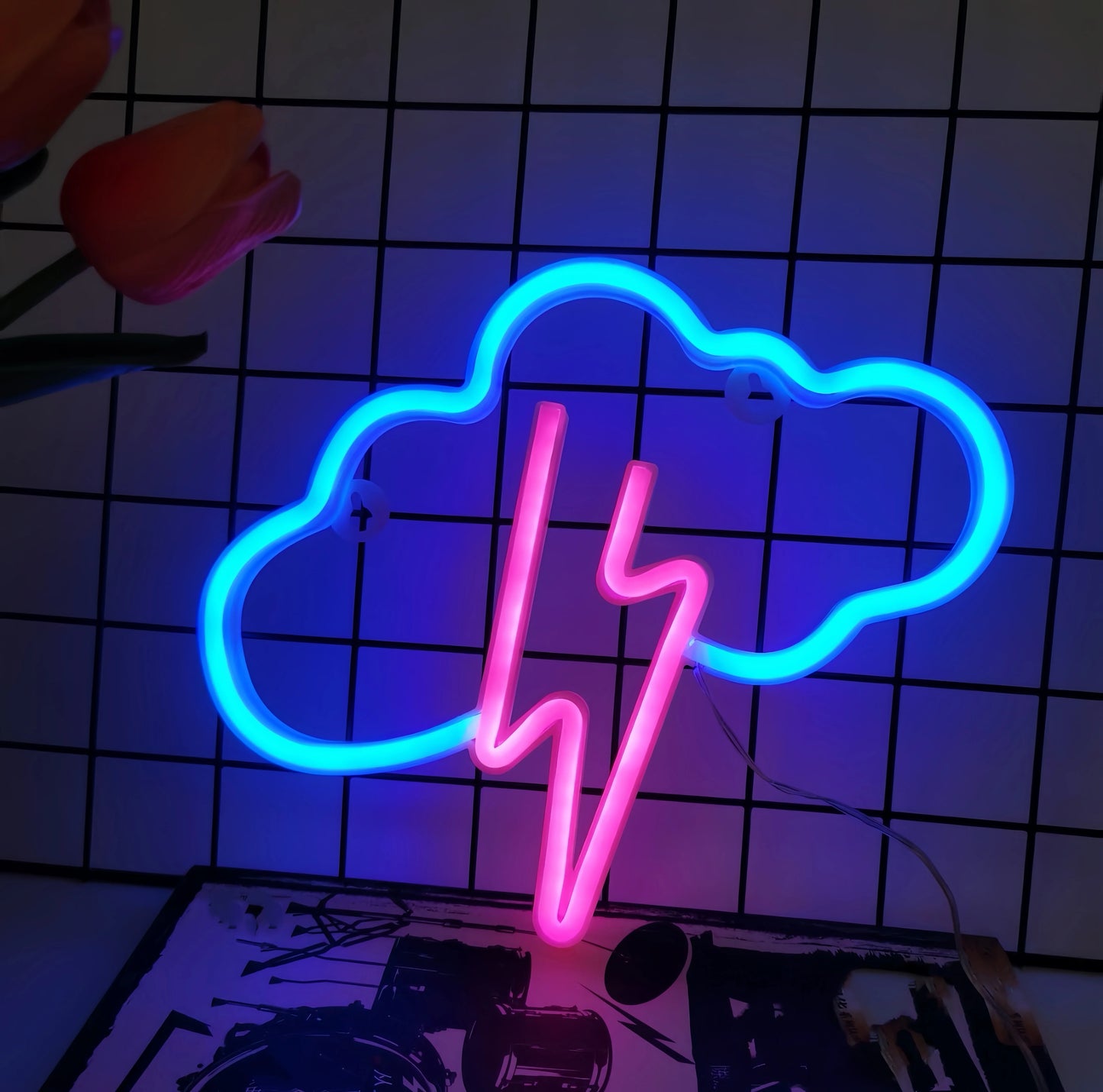 Lampe Néon Nuage & Éclair – Ambiance Gaming & Déco Électrisante