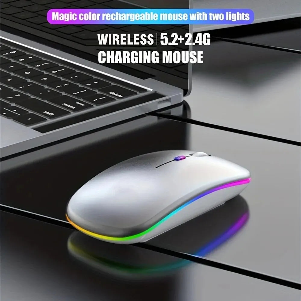 Souris Gamer Sans Fil RGB – Ergonomique & Silencieuse – Compatible PC & Ordinateur Portable
