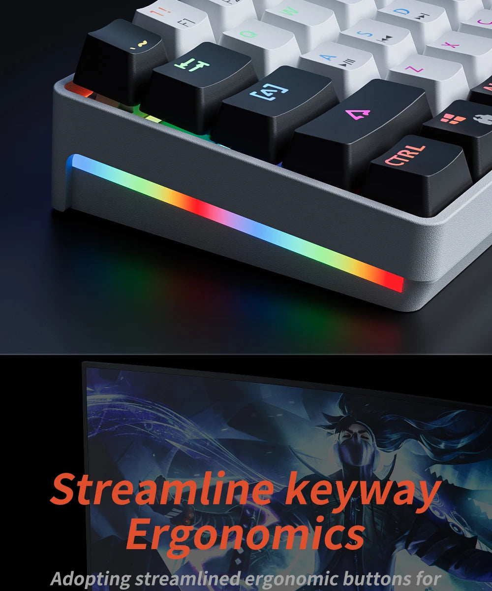 Clavier Mécanique Gaming 60% – MUCAI MK61 – Switch Rouge, Hot-Swap, RGB Personnalisable, USB-C Détachable