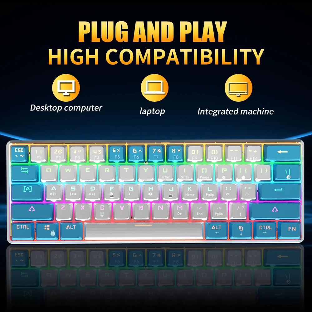 Clavier Mécanique Gaming 60% – MUCAI MK61 – Switch Rouge, Hot-Swap, RGB Personnalisable, USB-C Détachable
