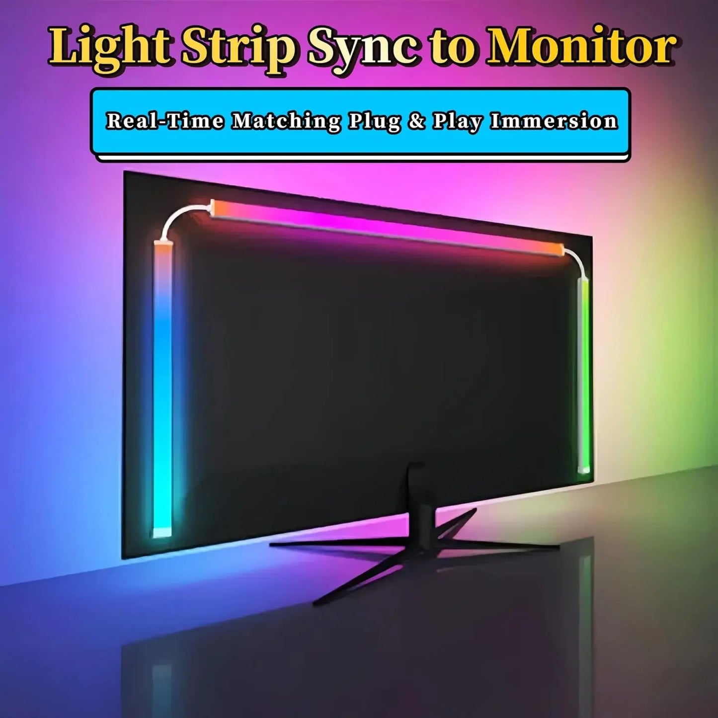 🎧 Bande LED RGBIC pour Écran – Ambiance Gaming & Synchronisation Musicale