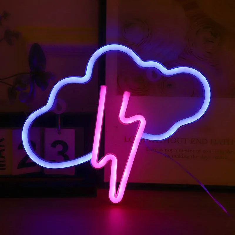 Lampe Néon Nuage & Éclair – Ambiance Gaming & Déco Électrisante