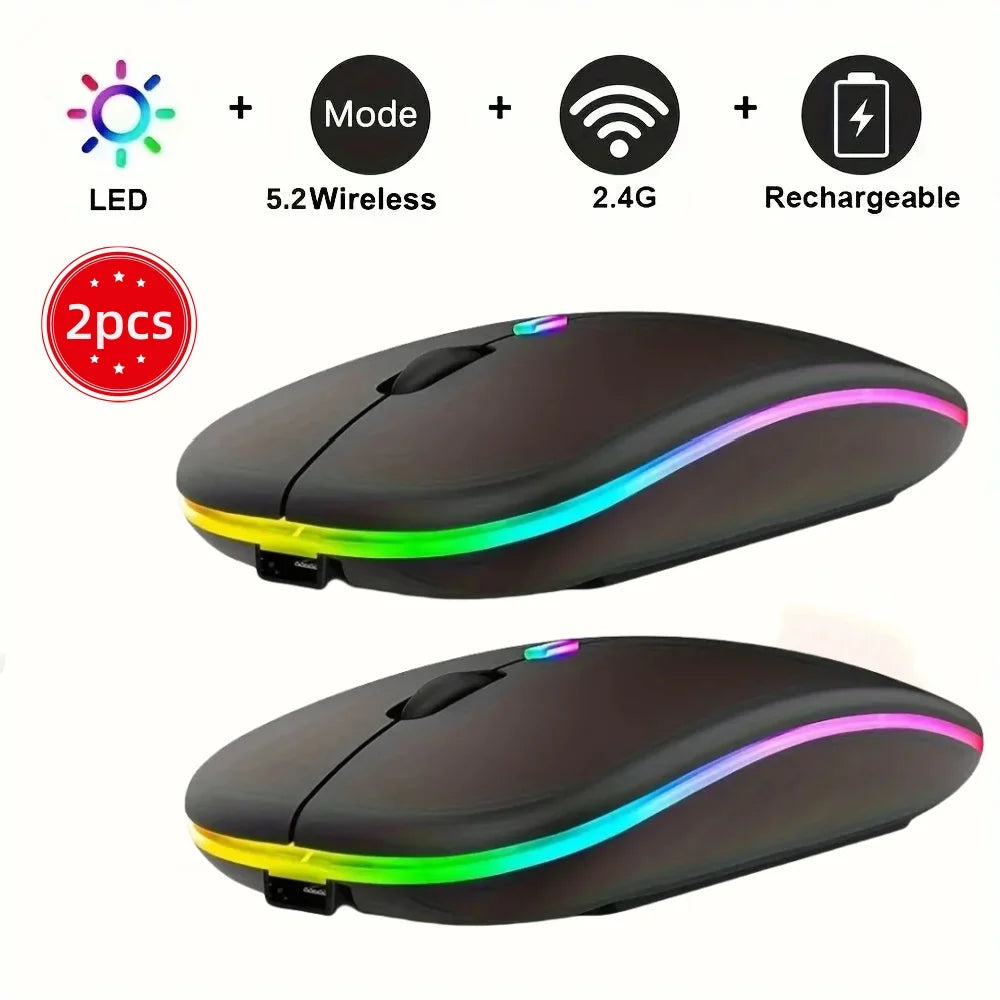 Souris Gamer Sans Fil RGB – Ergonomique & Silencieuse – Compatible PC & Ordinateur Portable