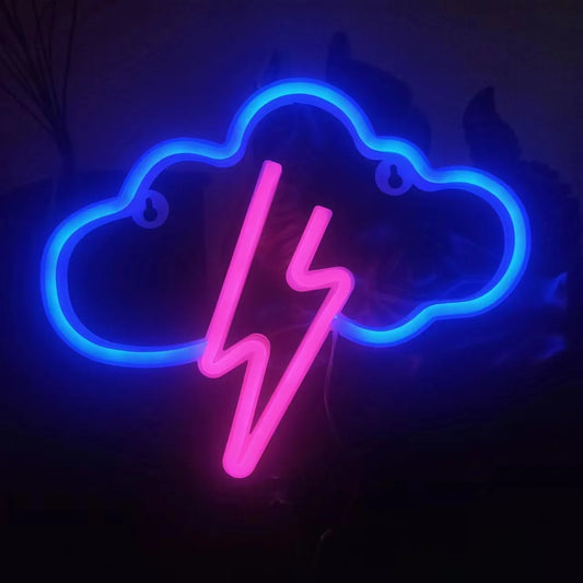 Lampe Néon Nuage & Éclair – Ambiance Gaming & Déco Électrisante