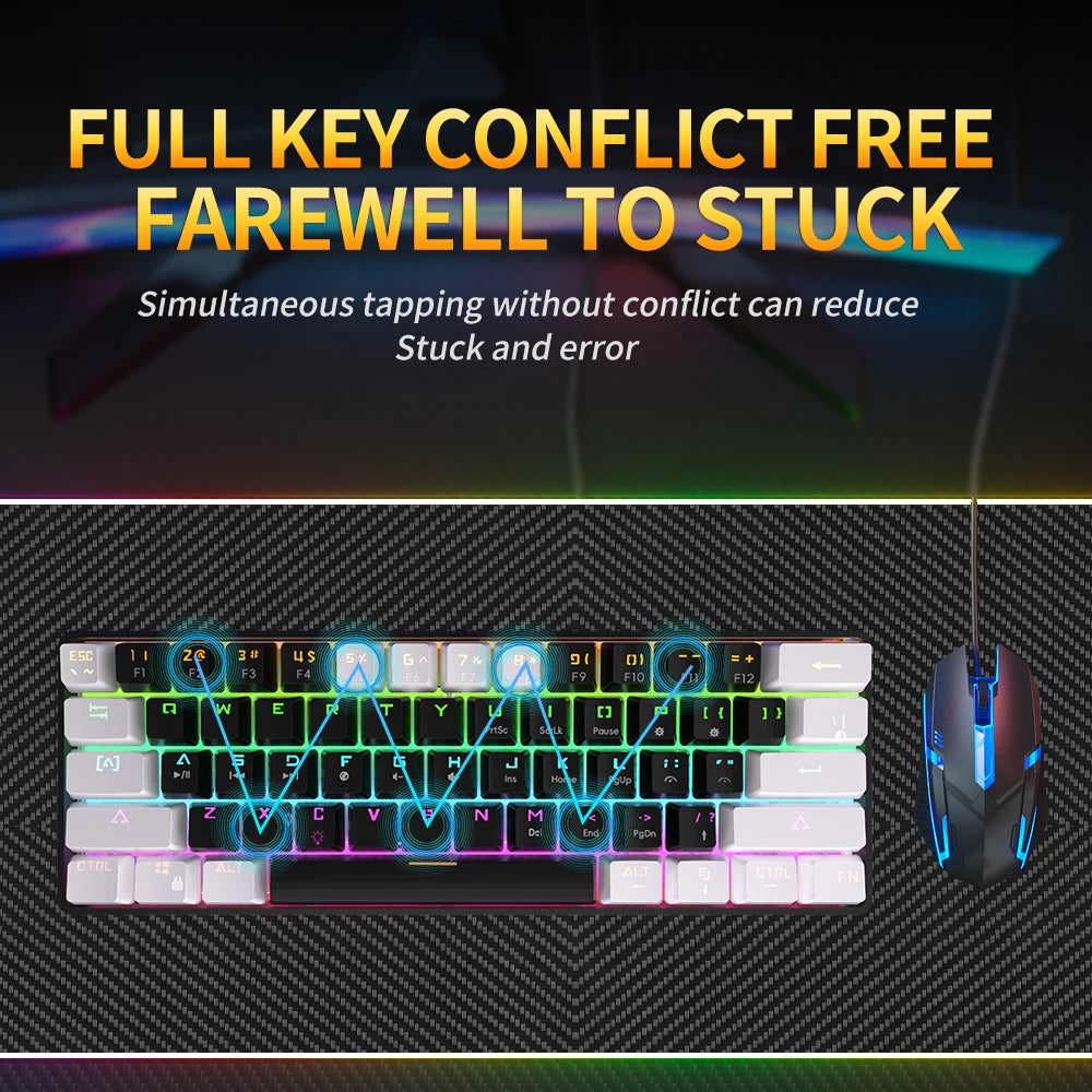 Clavier Mécanique Gaming 60% – MUCAI MK61 – Switch Rouge, Hot-Swap, RGB Personnalisable, USB-C Détachable
