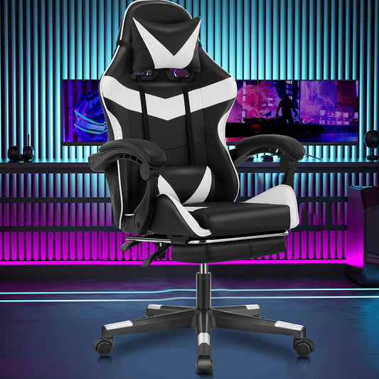 Fauteuil Gaming Ergonomique avec Massage – Siège Réglable, Support Lombaire & Dossier Inclinable