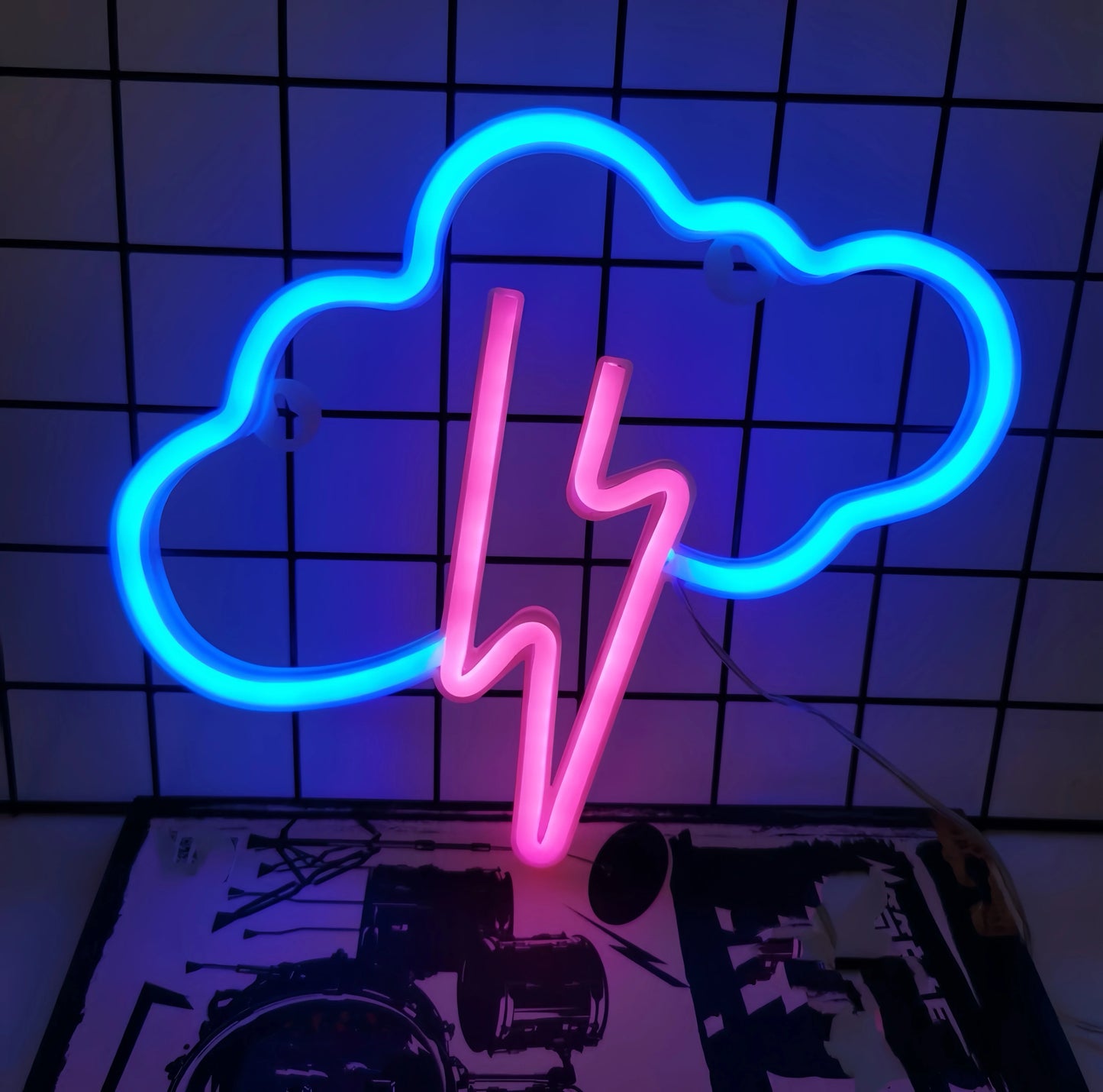 Lampe Néon Nuage & Éclair – Ambiance Gaming & Déco Électrisante