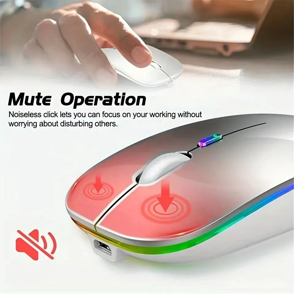 Souris Gamer Sans Fil RGB – Ergonomique & Silencieuse – Compatible PC & Ordinateur Portable