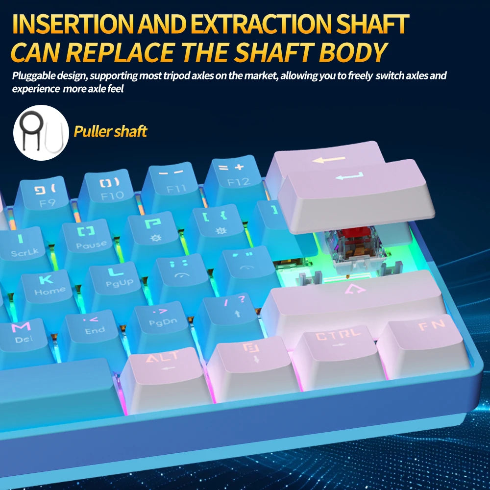 Clavier Mécanique Gaming 60% – MUCAI MK61 – Switch Rouge, Hot-Swap, RGB Personnalisable, USB-C Détachable