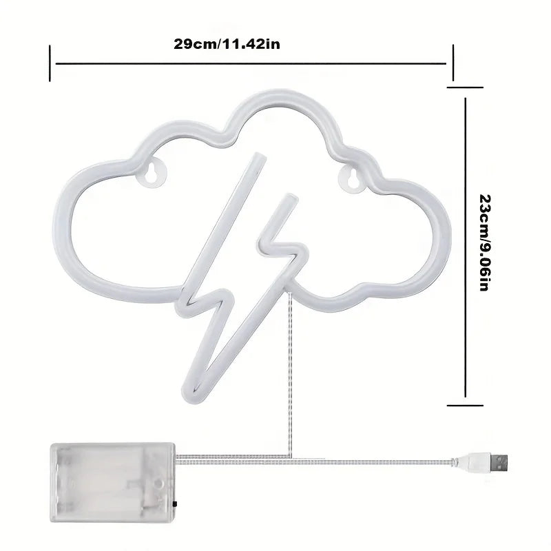 Lampe Néon Nuage & Éclair – Ambiance Gaming & Déco Électrisante